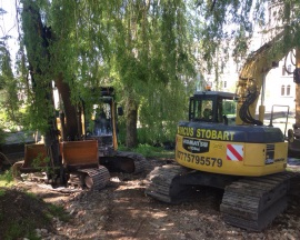 Marcus Stobart's excavators clearing a pond